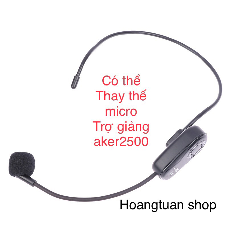 Mic trợ giảng không dây đeo tai 2.4G. có tăng giảm âm lượng trên mic.