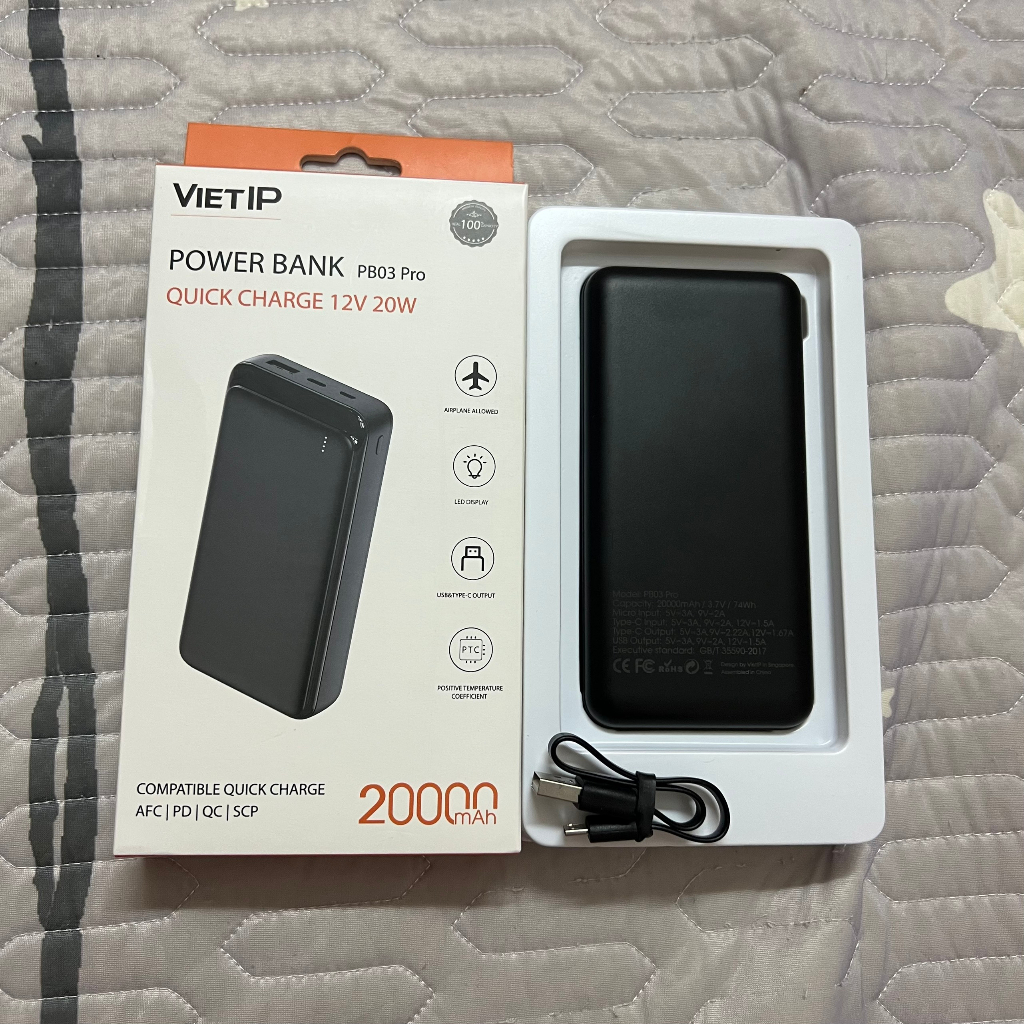 Sạc dự phòng VIETIP PB03 Pro QC 12V 20000mah