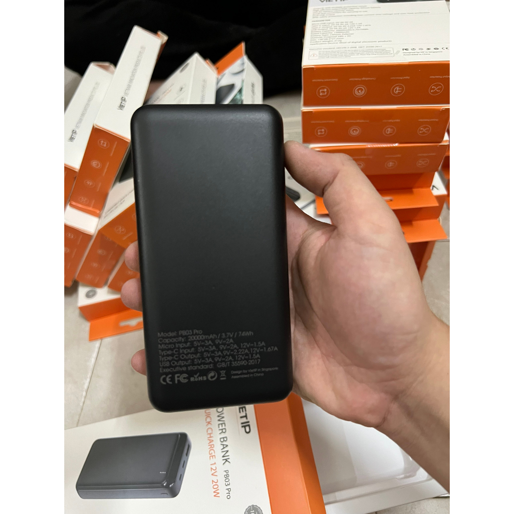 Sạc dự phòng VIETIP PB03 Pro QC 12V 20000mah