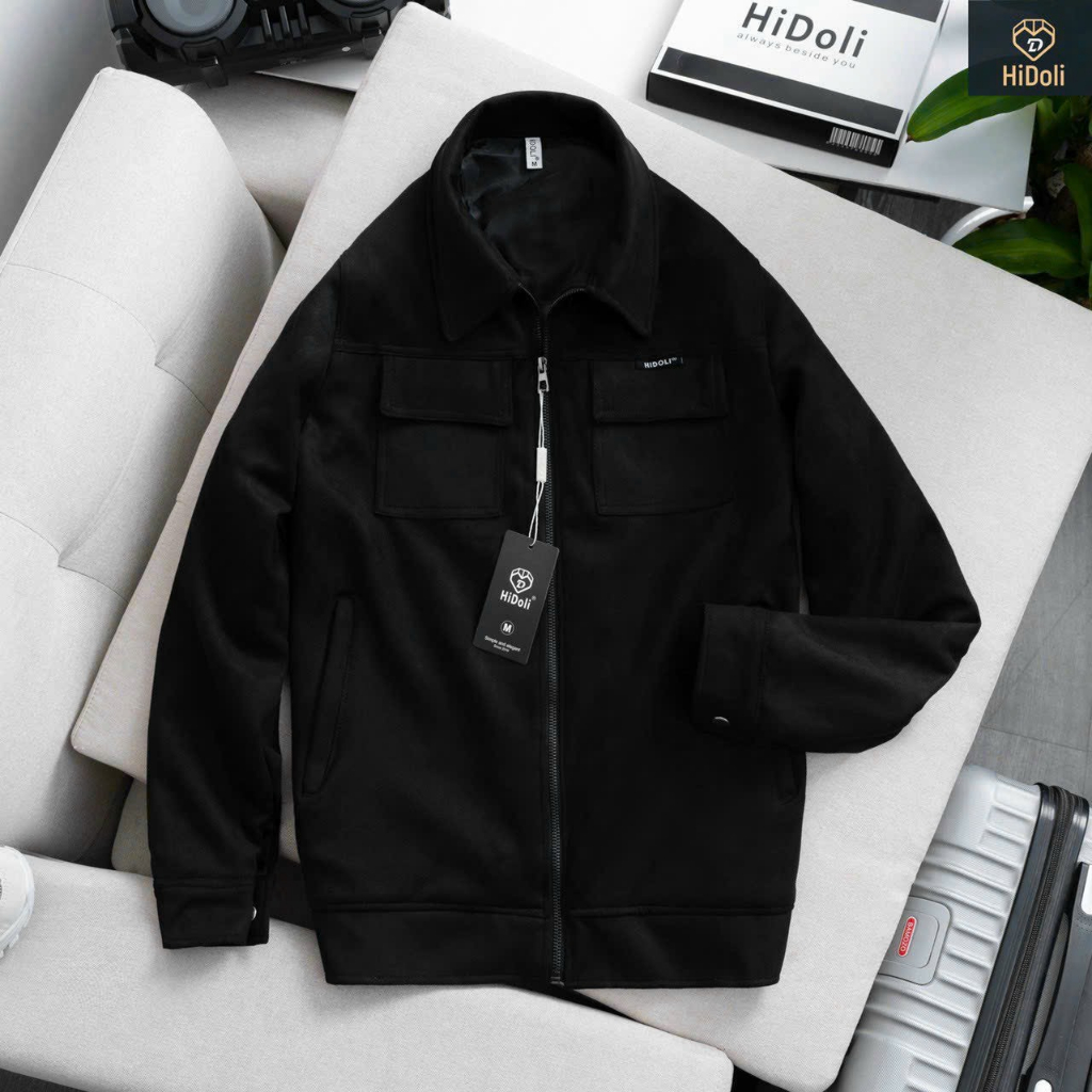 Áo khoác nam Da Lộn form rộng lót gió phủ sóng mùa thu đông 2023