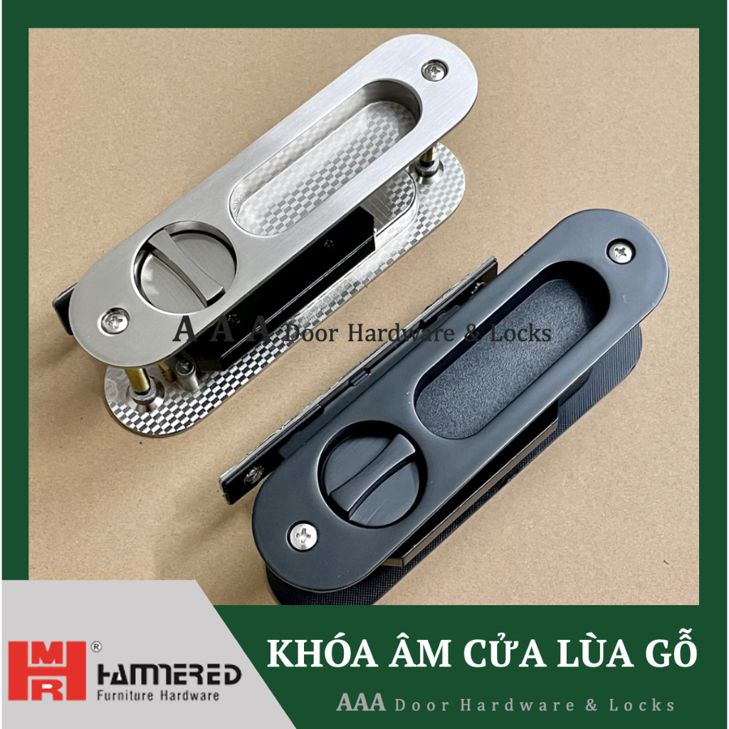 Khoá Tay Âm Cửa Đi Lùa Gỗ cao cấp Hammered (Đen/Xước mờ)