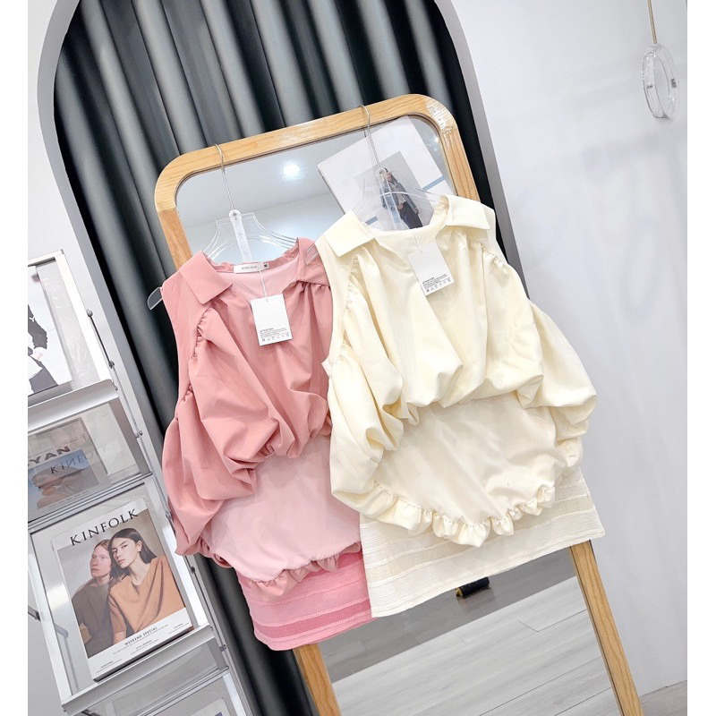 Set áo sơ mi thân bồng mix chân váy chuẩn hàng chuẩn form - Pass by Thudaoboutique