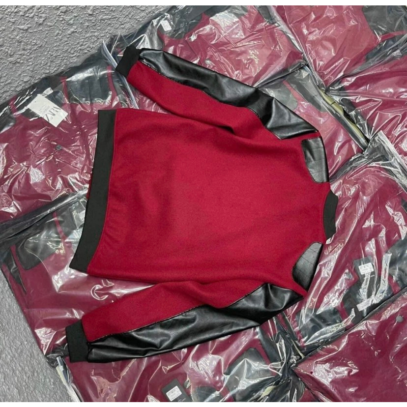 Áo Khoác Bomber Nam NỮ SLR Vải Dạ Phối Tay Da Đen Hai Bên Tay Vai Lót Gió 2 Lớp Dày Dặn From Dáng Hàn Quốc