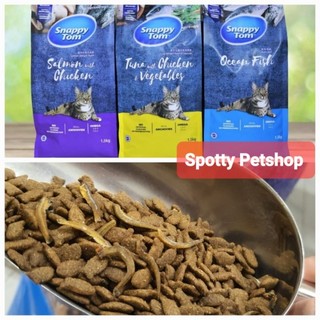 Thức ăn hạt cho mèo | Hạt Snappy Tom mix topping cá cơm túi chiết 1kg | Thức ăn cho mèo