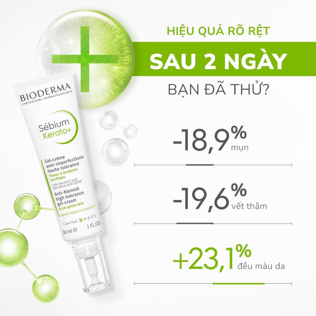 Sample kem dưỡng giảm mun, thâm mun Bioderma sebium kerato+ 5ml, mini size bio