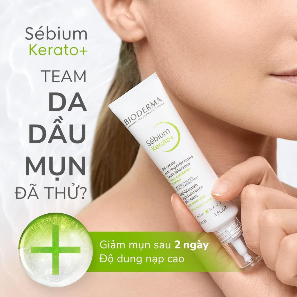 Sample kem dưỡng giảm mun, thâm mun Bioderma sebium kerato+ 5ml, mini size bio