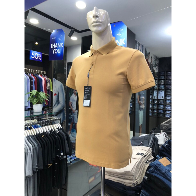 Áo polo owen màu nâu nhạt body fit vải cotton APV231385