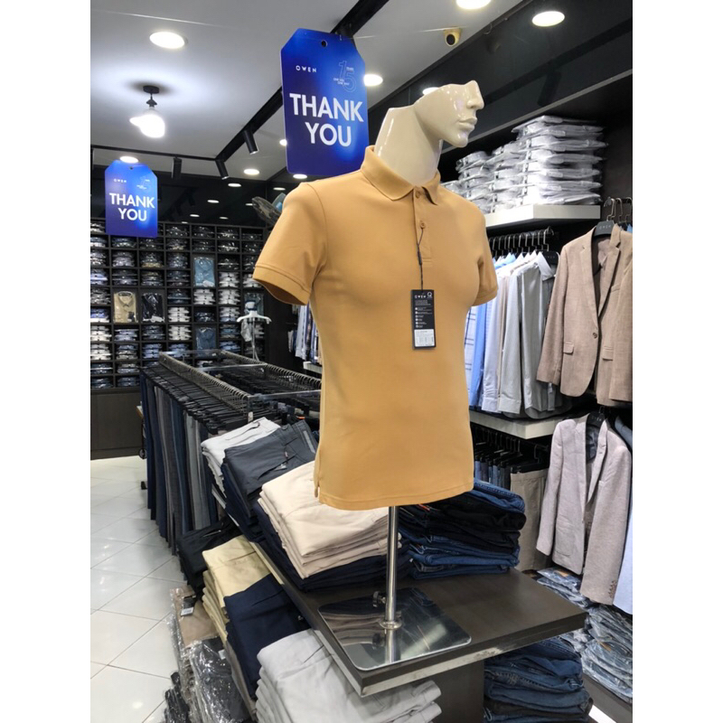 Áo polo owen màu nâu nhạt body fit vải cotton APV231385