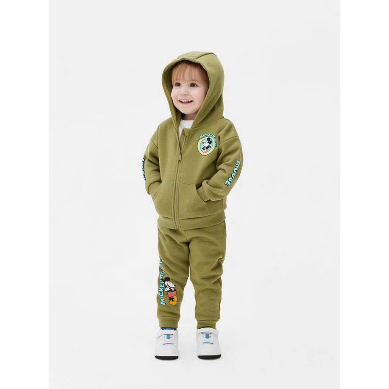 Set bộ khoác nỉ Primark Mickey rêu dư xịn cho các bé dòng nhí