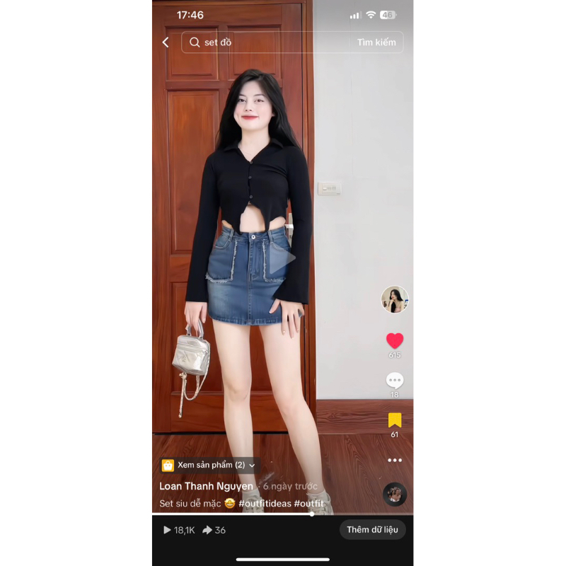 Set jeans denim áo thun body