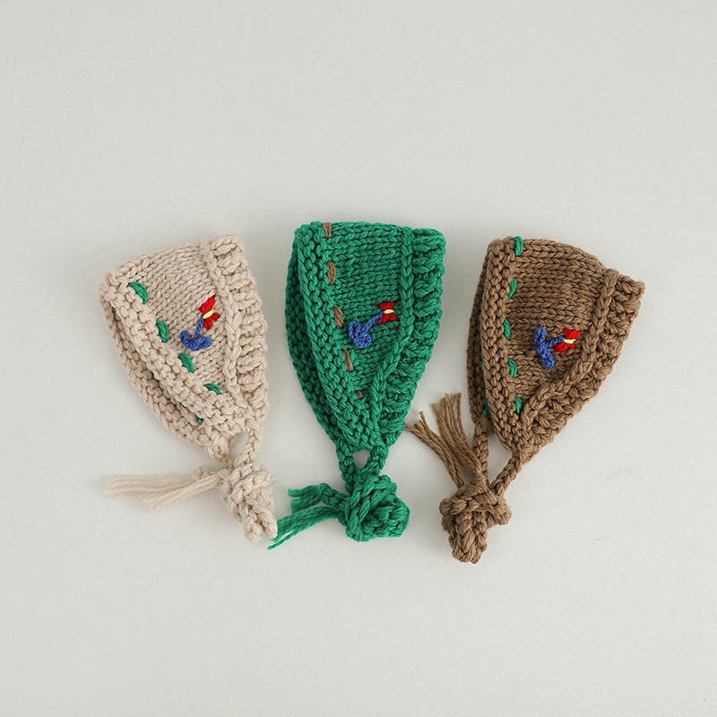 Khăn len đội đầu vintage cho bé gái