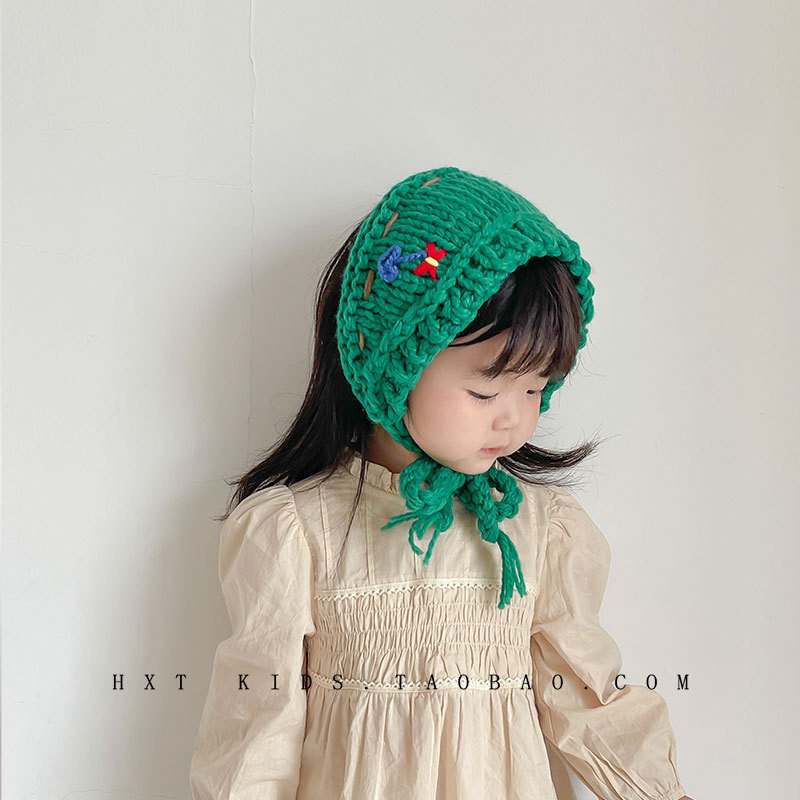 Khăn len đội đầu vintage cho bé gái