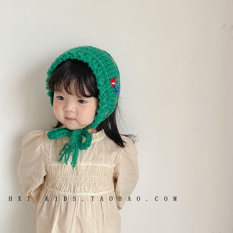 Khăn len đội đầu vintage cho bé gái