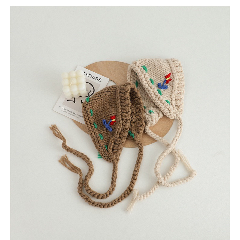 Khăn len đội đầu vintage cho bé gái