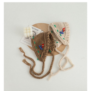 Khăn len đội đầu vintage cho bé gái