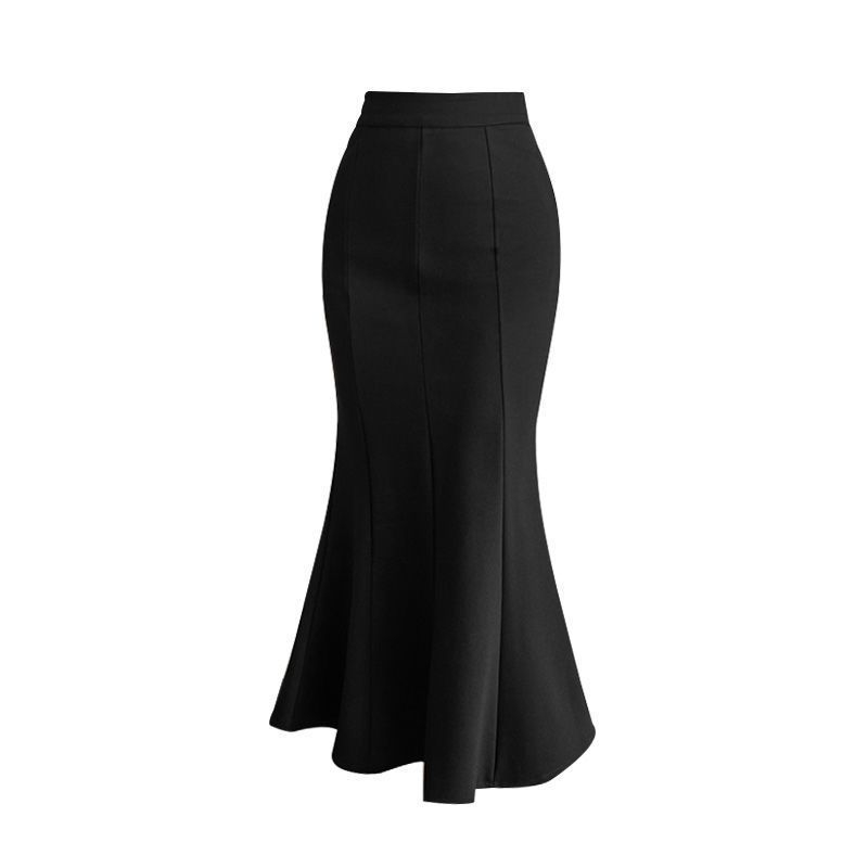 Chân váy dáng đuôi cá dài 82cm đen co giãn basic dễ phối đồ
