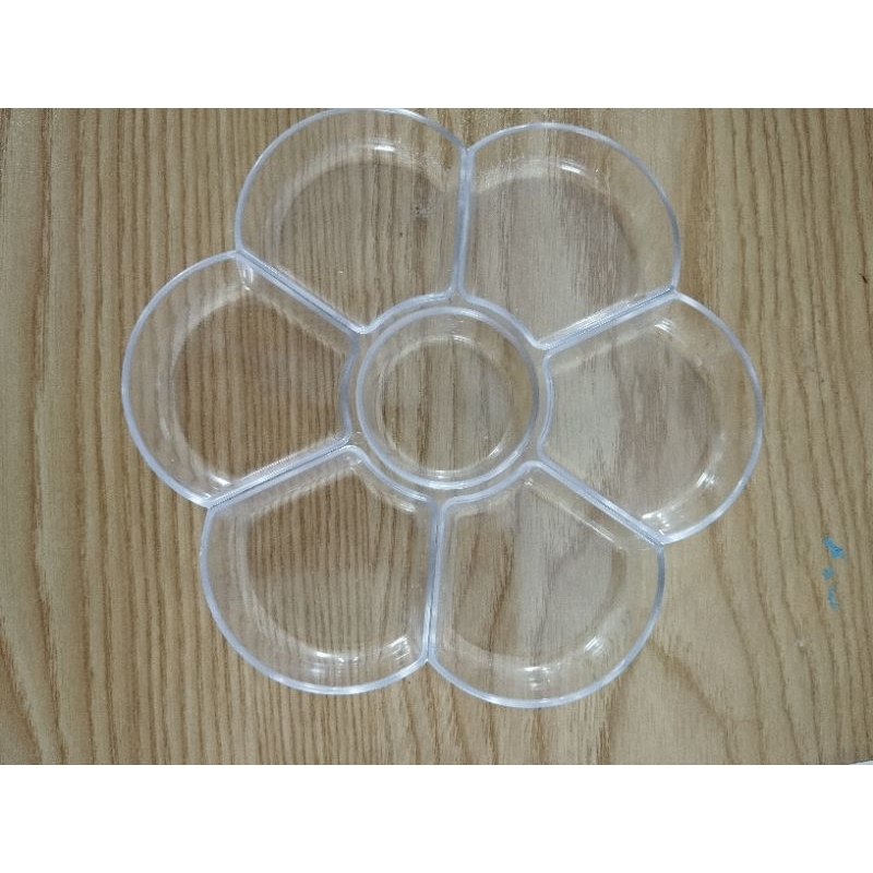 Khay pha màu nước trong suốt, nhựa cứng, sáng bóng, hình bông hoa