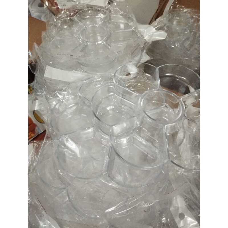 Khay pha màu nước trong suốt, nhựa cứng, sáng bóng, hình bông hoa