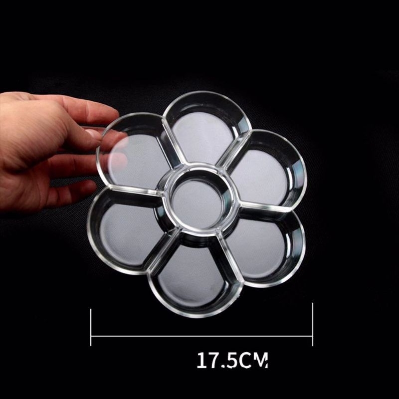 Khay pha màu nước trong suốt, nhựa cứng, sáng bóng, hình bông hoa