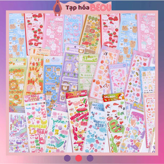 Sticker trang trí toploader set 6/8/10 tấm, sticker lấp lánh cute, nhãn dán phủ hologram