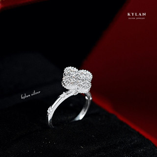 Nhẫn bạc nữ kylan silver kl0082 alhambra full đá tấm kim cương nhân tạo 1.5ly