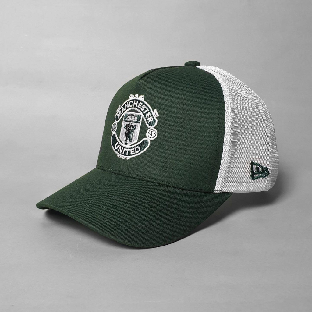 Nón lưới MU-HXK-Xanh logo xanh