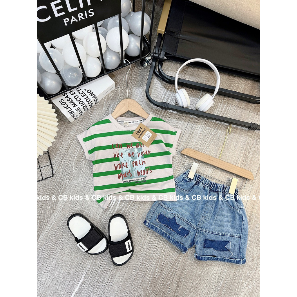 BỘ BA LỖ ÁO SỌC QUẦN JEAN BÉ TRAI 8-28KG