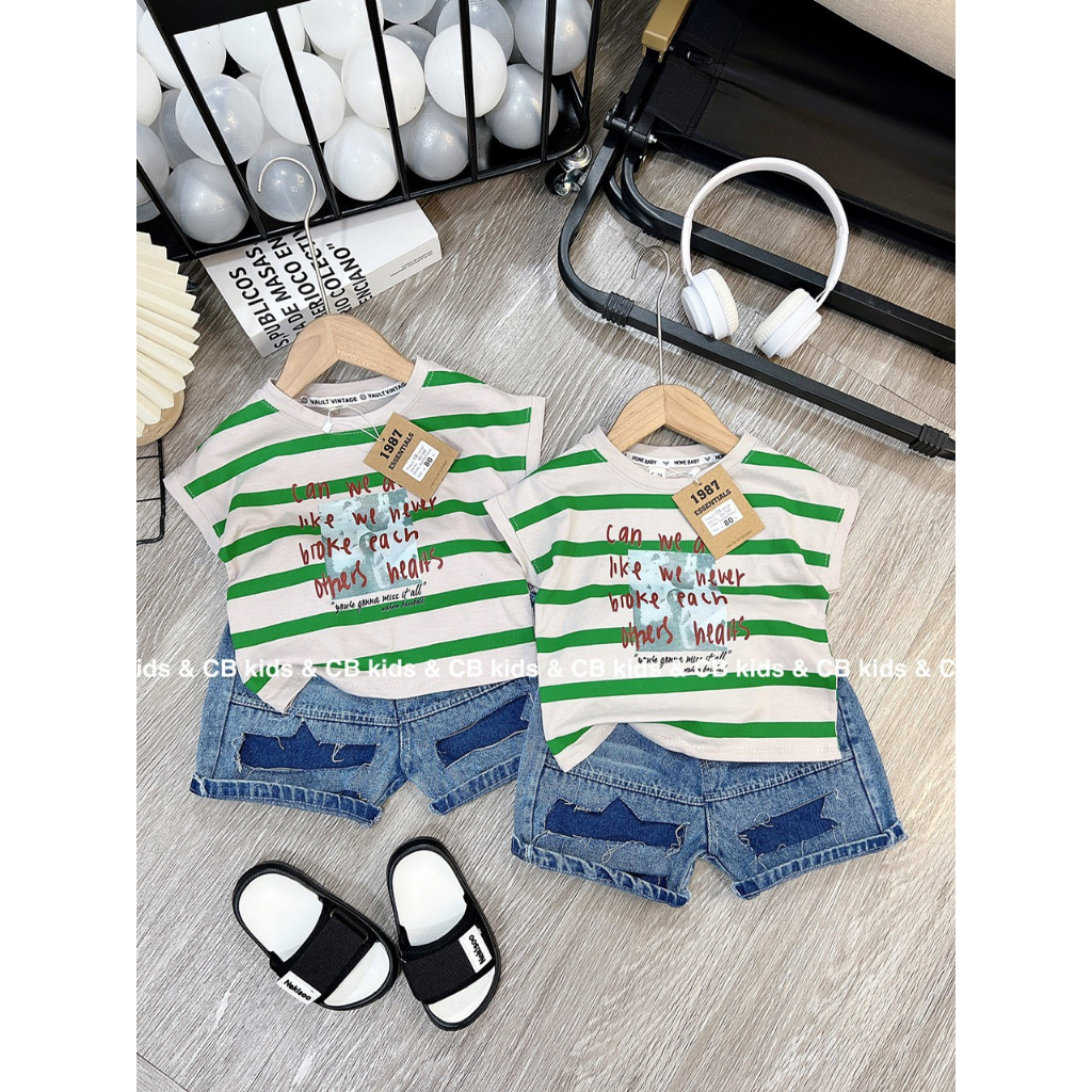 BỘ BA LỖ ÁO SỌC QUẦN JEAN BÉ TRAI 8-28KG