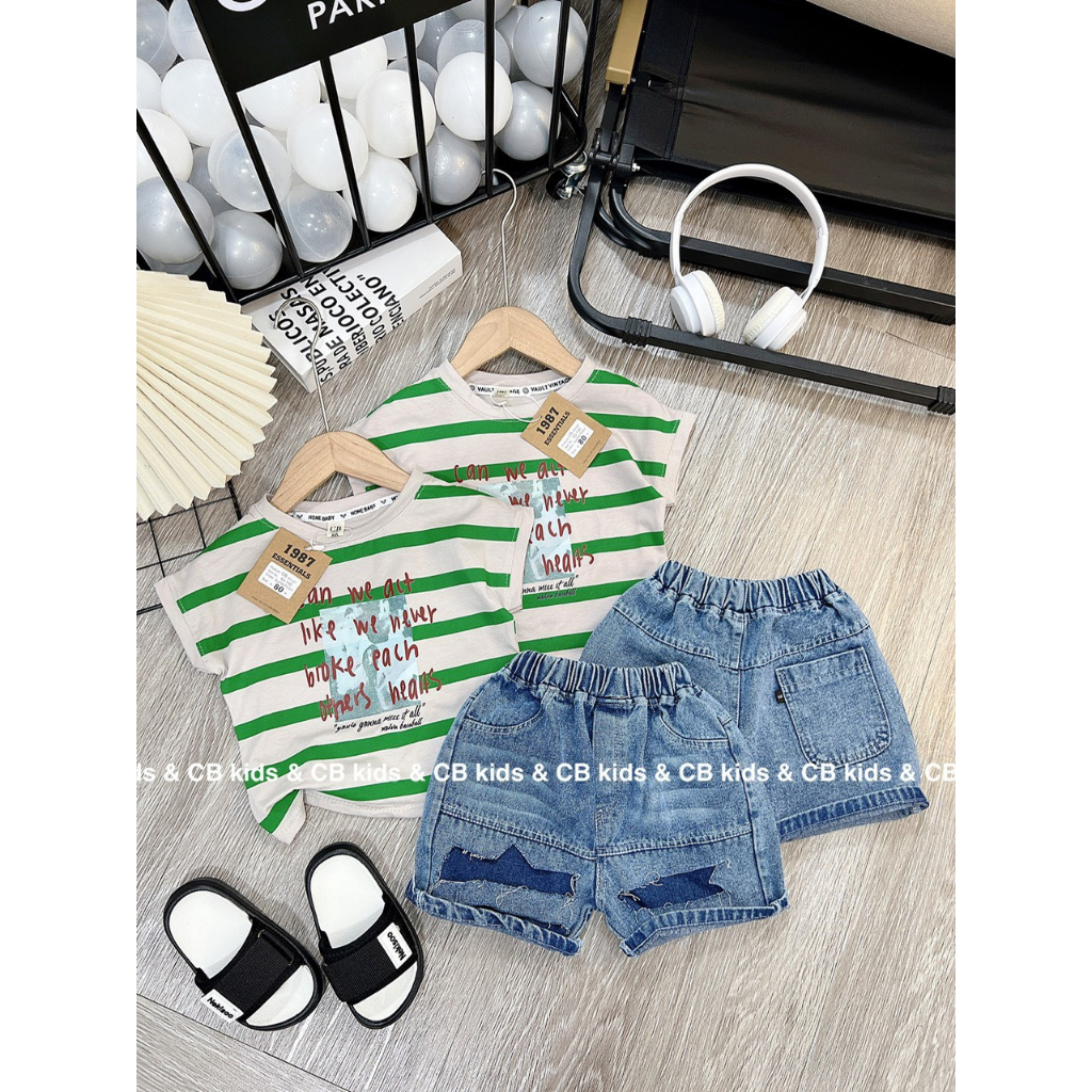 BỘ BA LỖ ÁO SỌC QUẦN JEAN BÉ TRAI 8-28KG