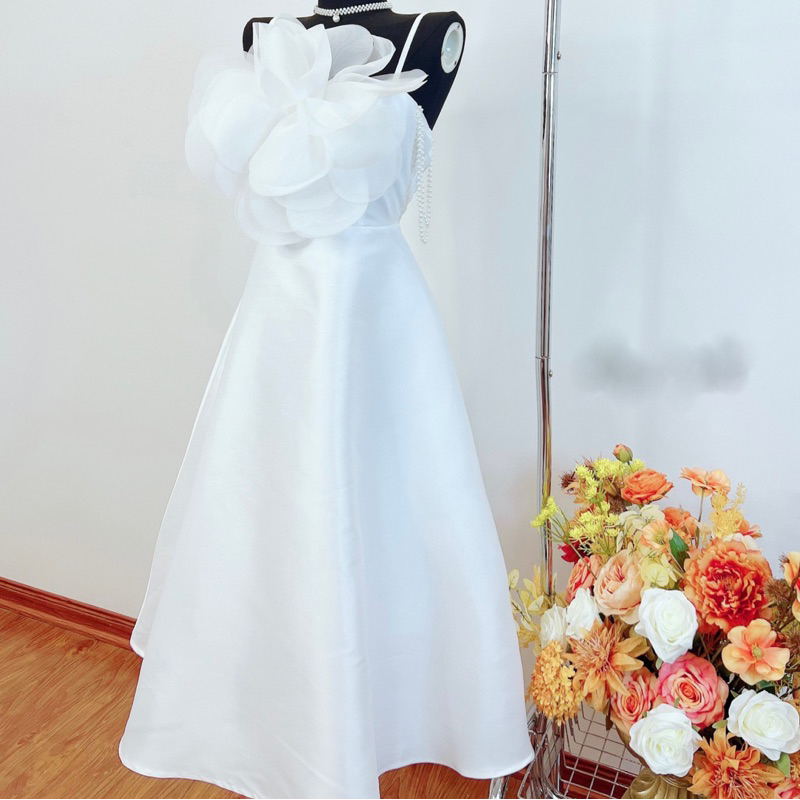 Váy Tapta Dài Cánh Hoa To Dây Ngọc Đôi