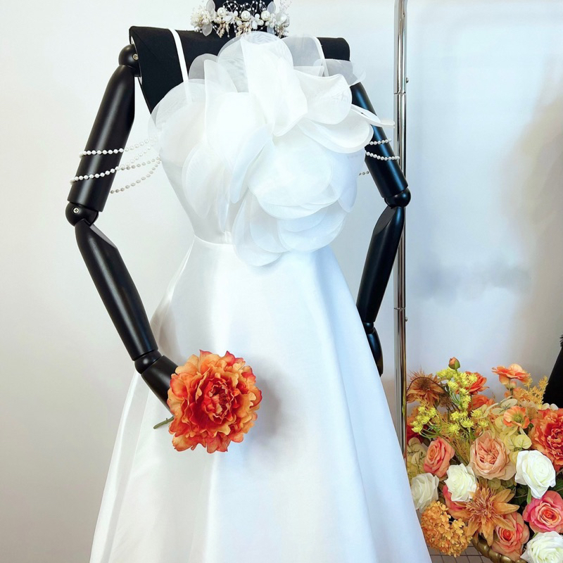 Váy Tapta Dài Cánh Hoa To Dây Ngọc Đôi