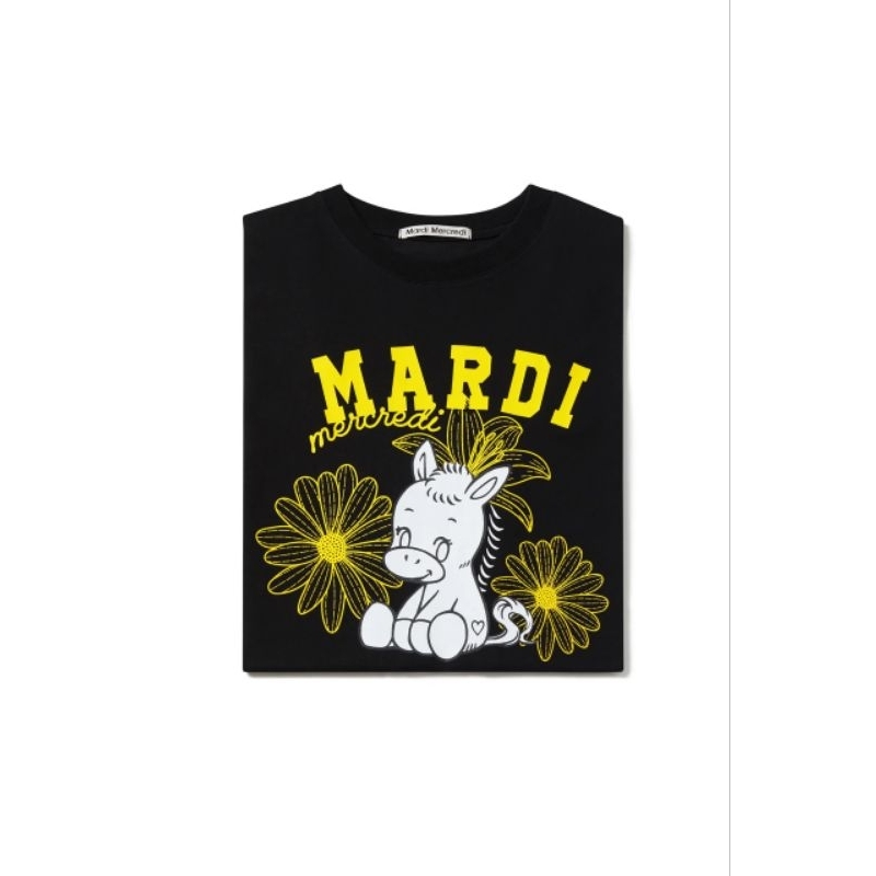 Áo thun Mardi Mercredi form rộng trắng, đen
