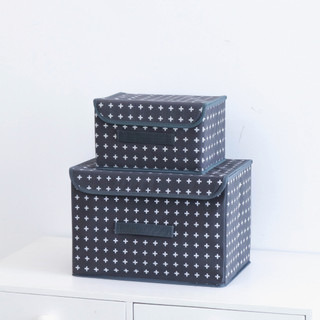 Combo 2 hộp đựng đồ gấp gọn Morning House - Màu Xám Chữ Thập