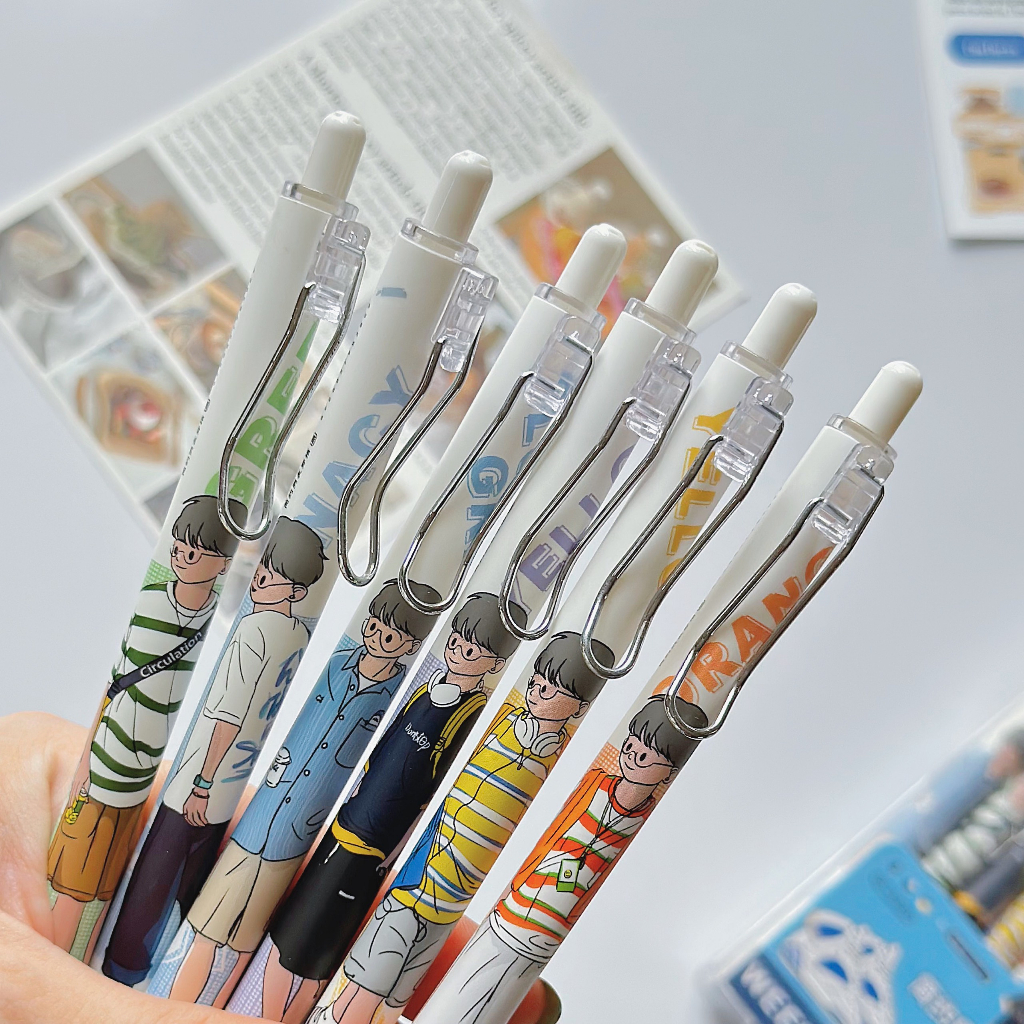 Bút gel bấm Mura Week Boy Look mực đen ngòi 0.5mm BMR-8382