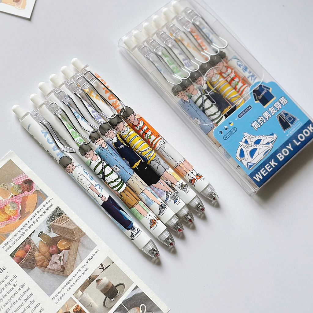 Bút gel bấm Mura Week Boy Look mực đen ngòi 0.5mm BMR-8382