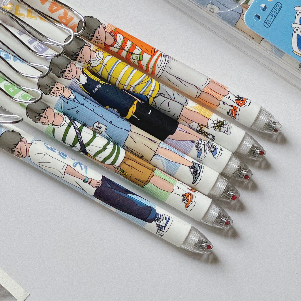 Bút gel bấm Mura Week Boy Look mực đen ngòi 0.5mm BMR-8382