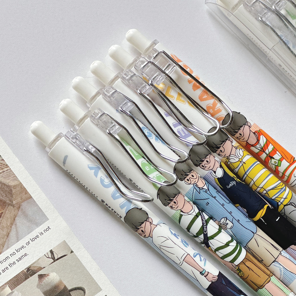 Bút gel bấm Mura Week Boy Look mực đen ngòi 0.5mm BMR-8382