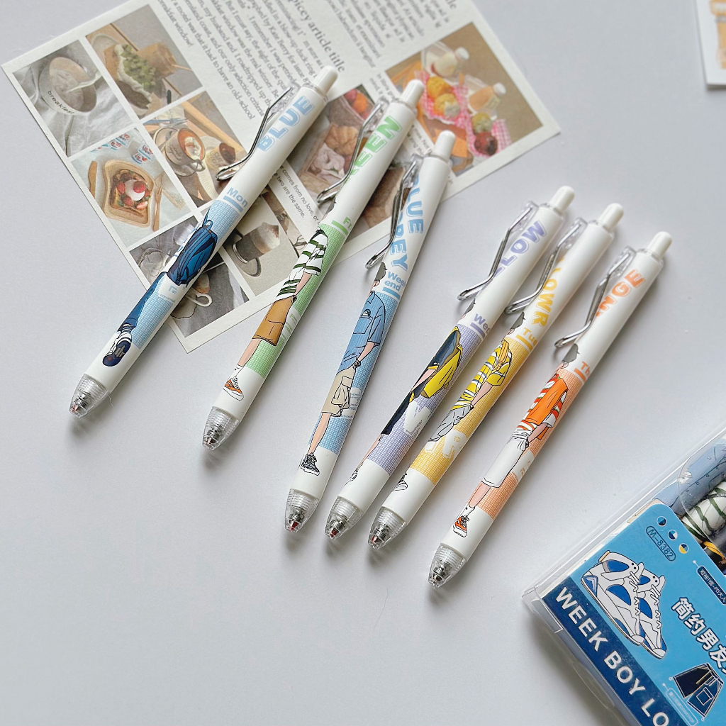 Bút gel bấm Mura Week Boy Look mực đen ngòi 0.5mm BMR-8382