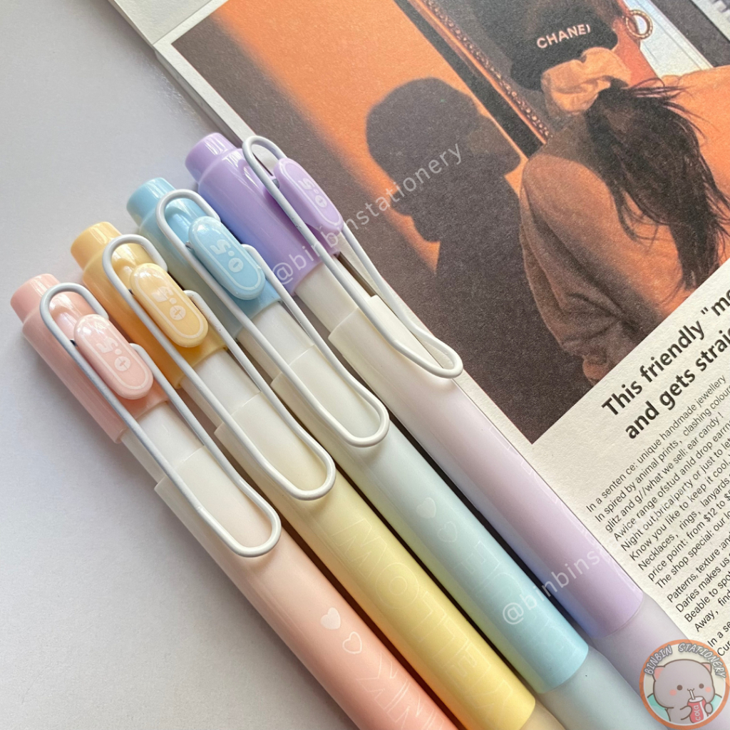 Bút gel MURA Aurora phong cách Hàn Quốc, màu pastel, mực đen ngòi kim 0.5mm BMR-8156