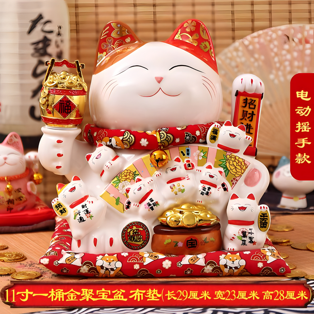 Mèo Thần Tài Vua Chúa - Mèo Thần Tài Phát Sáng Cao 24cm - 28cm