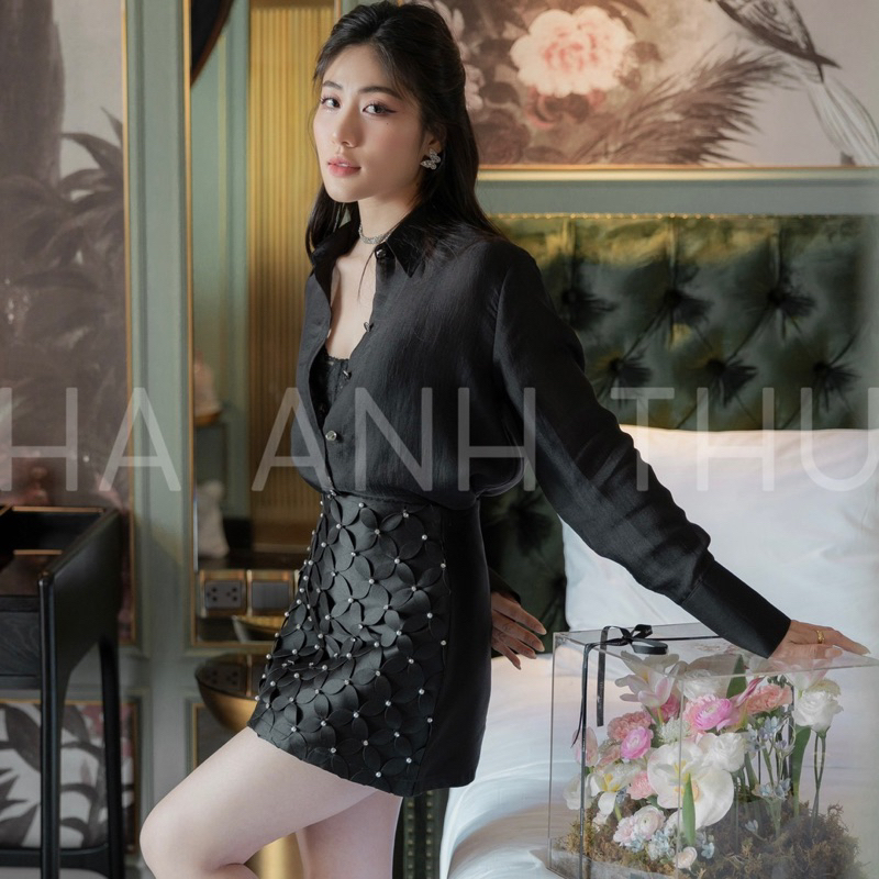 Set Áo Sơ Mi + Chân Váy Hoa Thiết Kế Cao Cấp - Hàng Loại 1