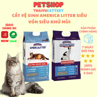 Cát mỹ vệ sinh siêu vón, siêu khử mùi, không bụi America Litter dành cho mèo - Thaivucattery
