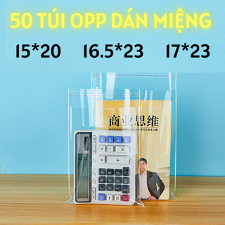 50 túi opp dán miệng size 15x20 - 16.5x23 - 17x23