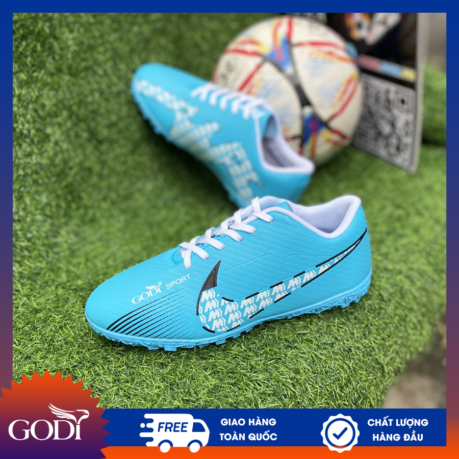 Giày đá bóng nam có size to 45-46-47 sân nhân tạo giày đá banh đinh TF đẹp rẻ big size 45 size 46 size 47 xanh ngọc Godi