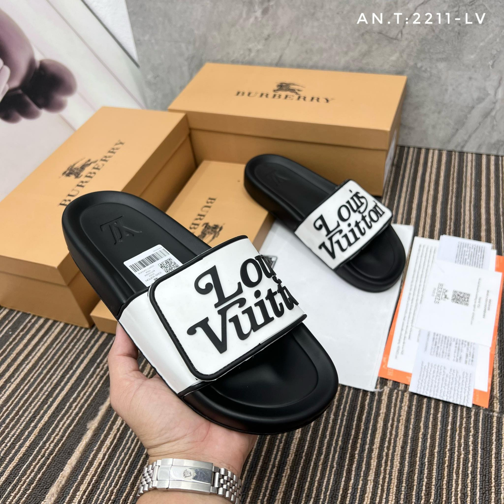 Dép Nam LV Cao Cấp Chữ Dập Nổi Dép Nam LV Quai Cao SU Hott HItt