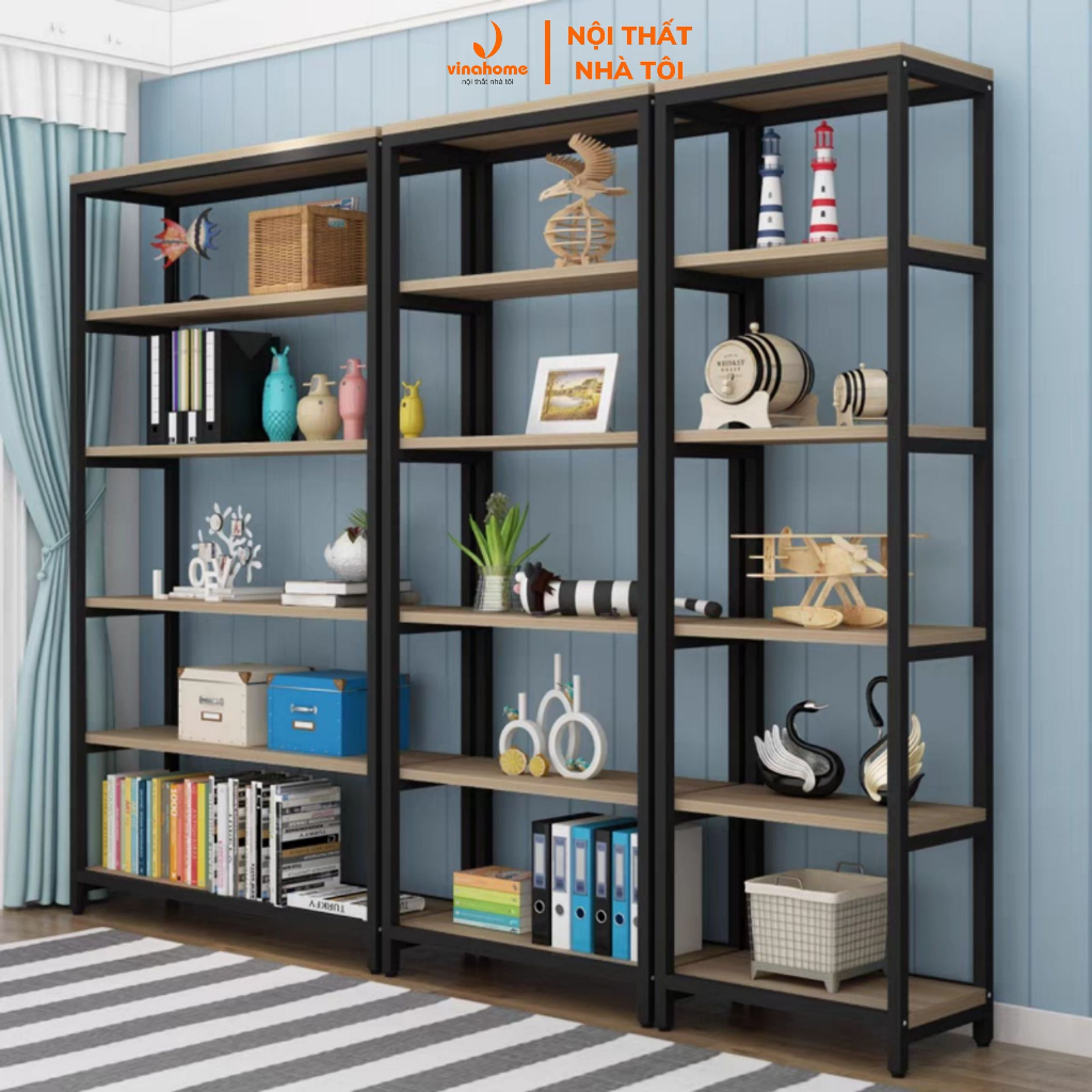 [ Giao Hỏa Tốc ] Kệ trưng bày tháo lắp 4 tầng, khung sắt sơn tĩnh điện, mặt gỗ MDF VNS-020