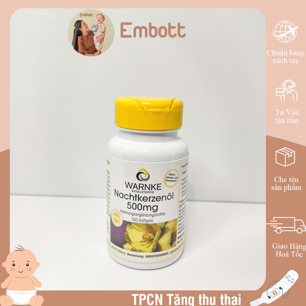 Hoa anh thảo warlken nachtkerzenol 500mg bổ nội tiết tăng thụ thai cho nữ giới Embott22