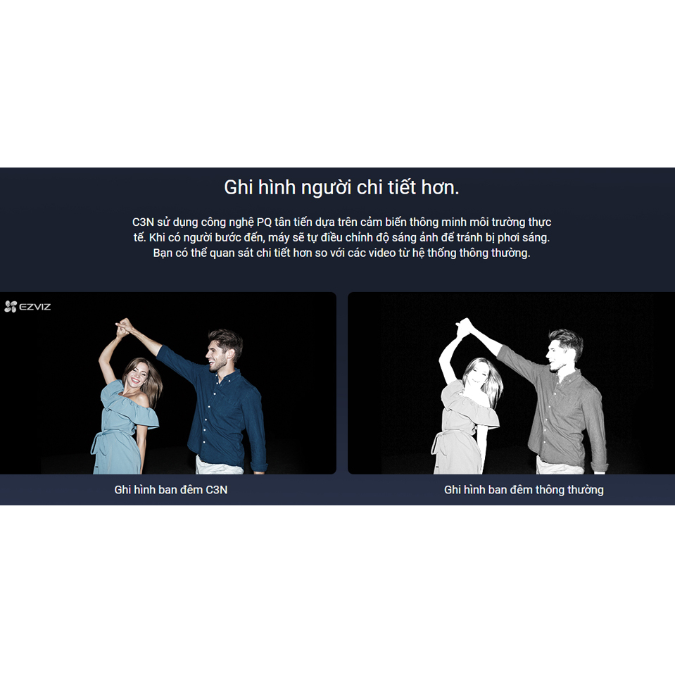 Camera wifi Ezviz ngoài trời C3N chính hãng, có mic ghi âm, màu khi ánh sáng yếu