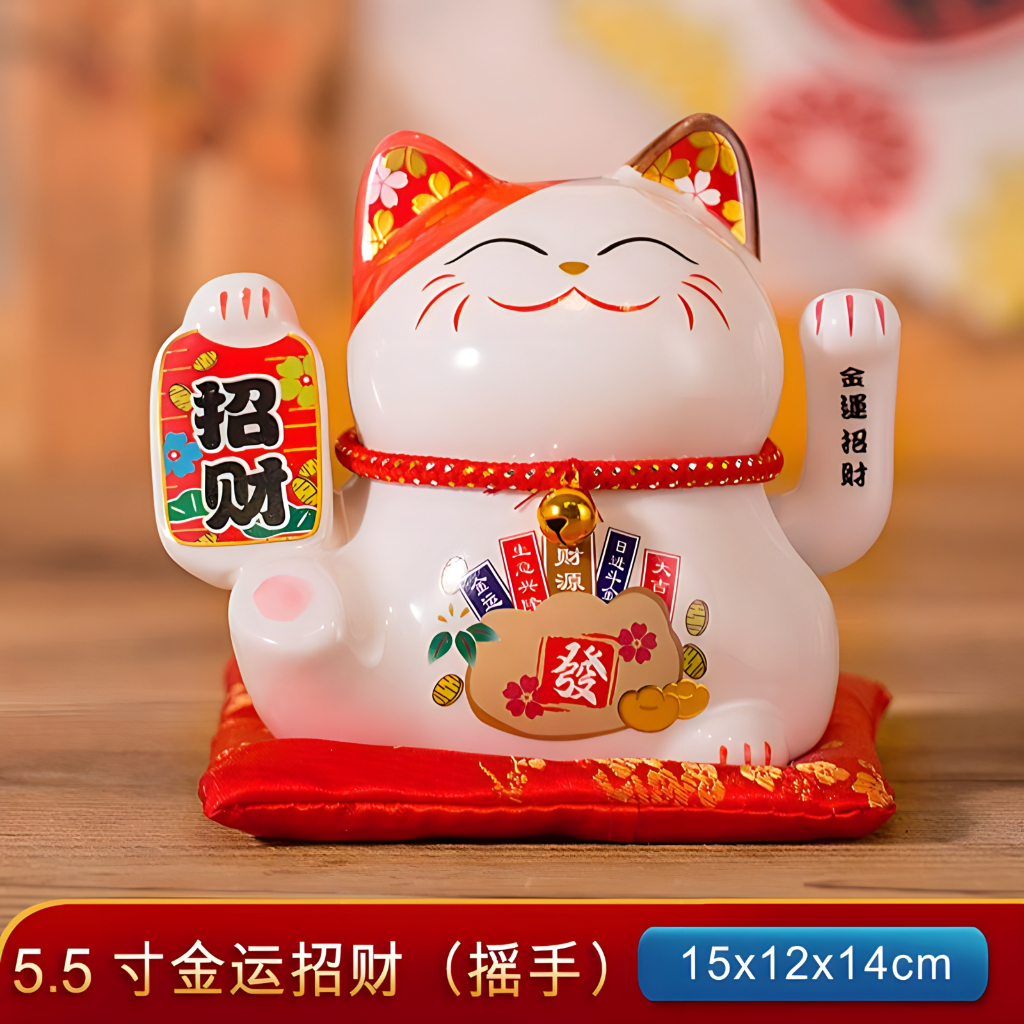 Mèo Thần Tài May Mắn Vẫy Tay Cao 11cm - 14cm - Mèo Thần Tài Mini Để Bàn Làm Việc