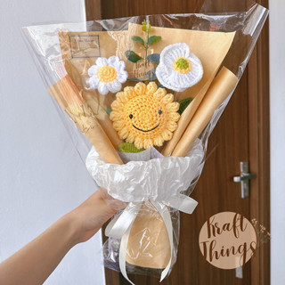 [Có sẵn] Bó hoa len hướng dương Always Smile - bó hoa quà tặng 42x30cm Kraft Things B20